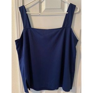 Vintage Single Stitch Edith Martin Blue Cropped Tank Top Size XL